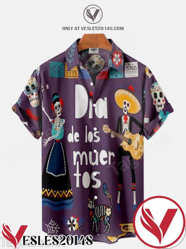 Dia De Los Muertos Purple Halloween Hawaiian Shirt, Unique Gifts For Friends - Vesles2014S 1