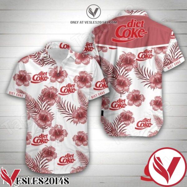 Diet Coke Pink Hibiscus White Hawaiian Shirt, Unique Gifts For Friends - Vesles2014S 1