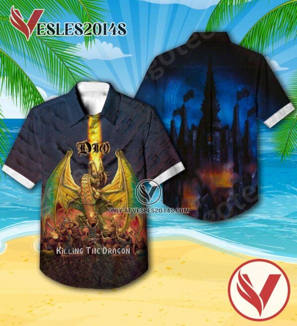 Dio Killing The Dragon Album Cover Hawaiian Shirt, Unique Gifts For Music Lovers - Vesles2014S