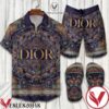 Dior Patterns Printing Combo Hawaiian Shirt, Beach Shorts And Flip Flop, Unique Gifts For Friends - Vesles2014S 1
