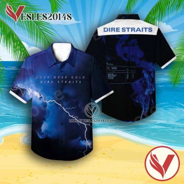 Dire Straits Love Over Gold Album Cover Style 2 Hawaiian Shirt, Unique Gifts For Music Lovers - Vesles2014S