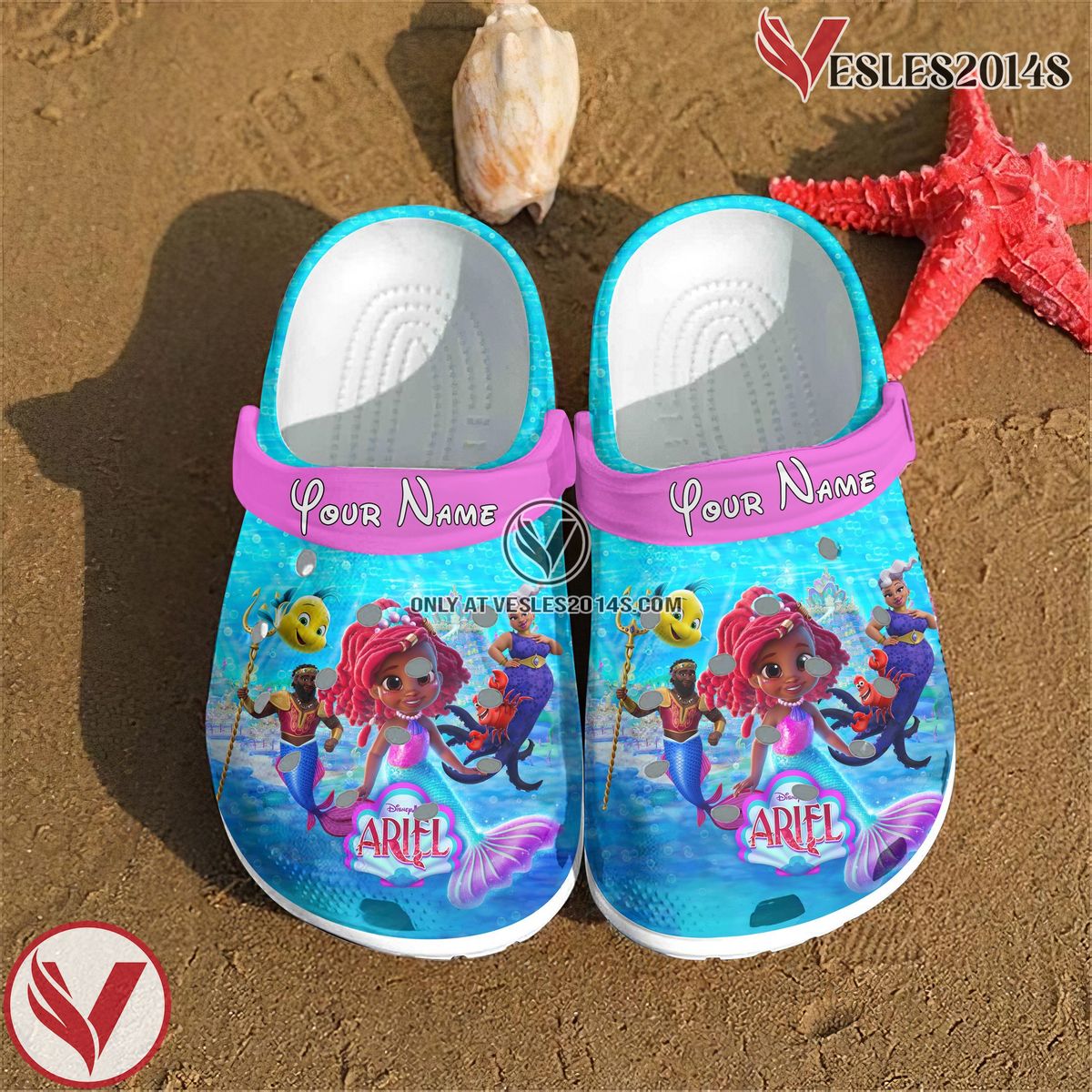 Disney Junior Ariel Cartoon Crocs Crocband Clogs Shoes Comfortable For Men Women and Kids, Unique Gift From Vesles2014S