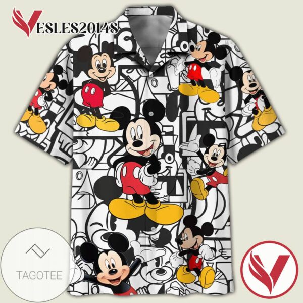 Disney Mickey Mouse 2 Print Short Sleeve Hawaiian Casual Shirt Vesles2014S 1