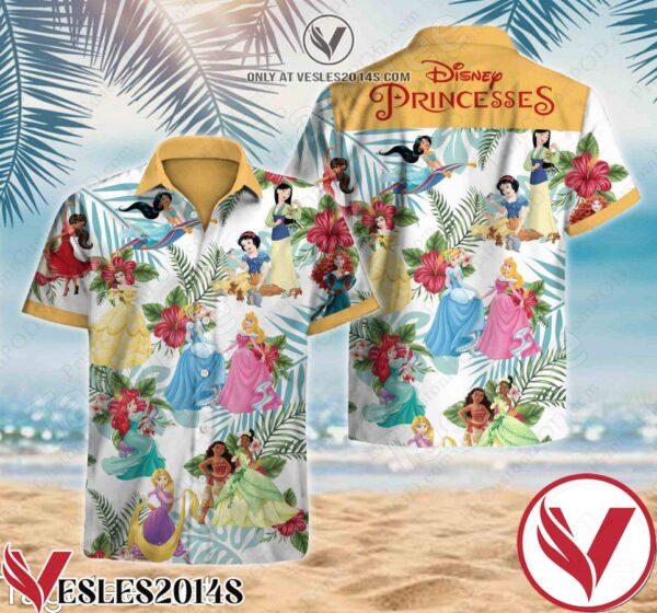 Disney Princess Tropical Hibiscus Palm Leaf Hawaiian Shirt, Unique Gifts For Friends - Vesles2014S 1