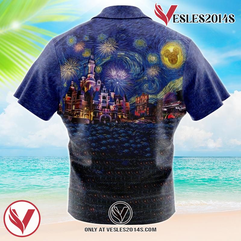 Disneyland Starry Night Hawaiian Button Up Shirt, Perfect Gifts For Anime Lovers - Vesles2014S 1