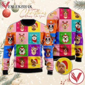 Dog Face Santa Christmas Ugly Sweater, Unique Winter Outfits For Fans - Vesles2014S  1
