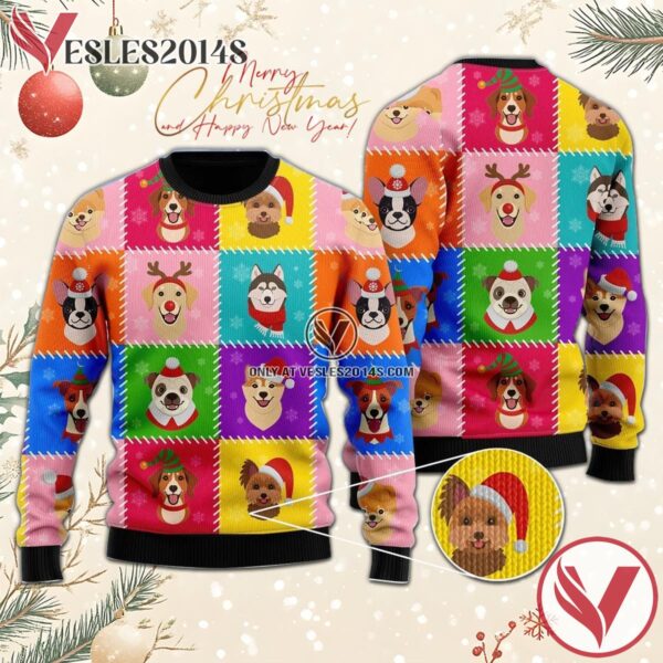 Dog Face Santa Christmas Ugly Sweater, Unique Winter Outfits For Fans - Vesles2014S  1