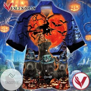 Dog Lover Happy Halloween Print Short Sleeve Hawaiian Casual Shirt Vesles2014S