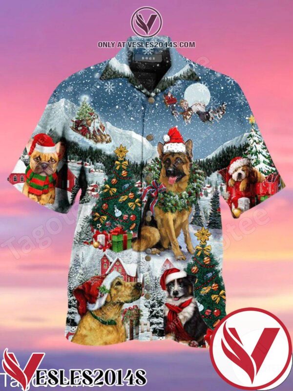 Dogs Christmas Snow Falling Hawaiian Shirt, Unique Gifts For Friends - Vesles2014S 1