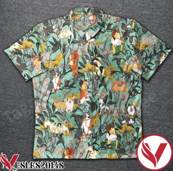 Dogs Funny Flower Leaf Light Green Hawaiian Shirt, Unique Gifts For Friends - Vesles2014S 1