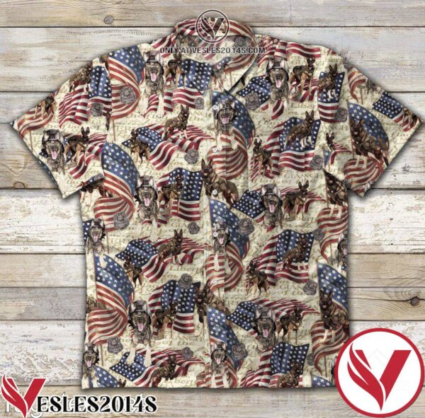 Dogs In Warfare American Flag Hawaiian Shirt, Unique Gifts For Friends - Vesles2014S 1