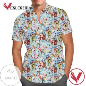 Dogs of Disney For men And Women Graphic Print Short Sleeve Hawaiian Casual Shirt Vesles2014S 1