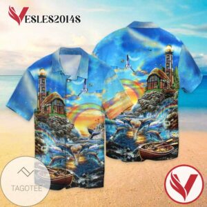 Dolphin For Men And Women Graphic Print Short Sleeve Hawaiian Casual Shirt Vesles2014S