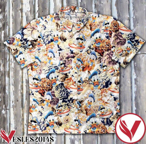 Donald Duck Full Of Flowers Hawaiian Shirt, Unique Gifts For Friends - Vesles2014S 1
