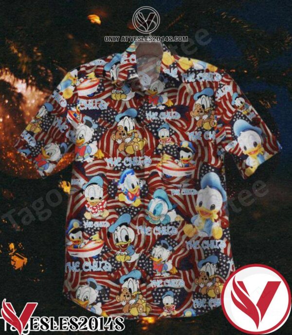 Donald Duck The Child American Flag Hawaiian Shirt, Unique Gifts For Friends - Vesles2014S 1