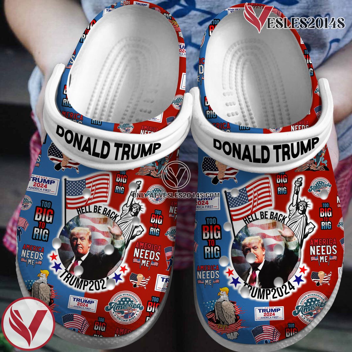 Donald Trump America First Crocs Crocband Clogs Shoes Comfortable For Men Women and Kids Style 1, Unique Gift From Vesles2014S