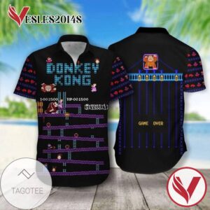 Donkey Kong Print Short Sleeve Hawaiian Casual Shirt Vesles2014S 1