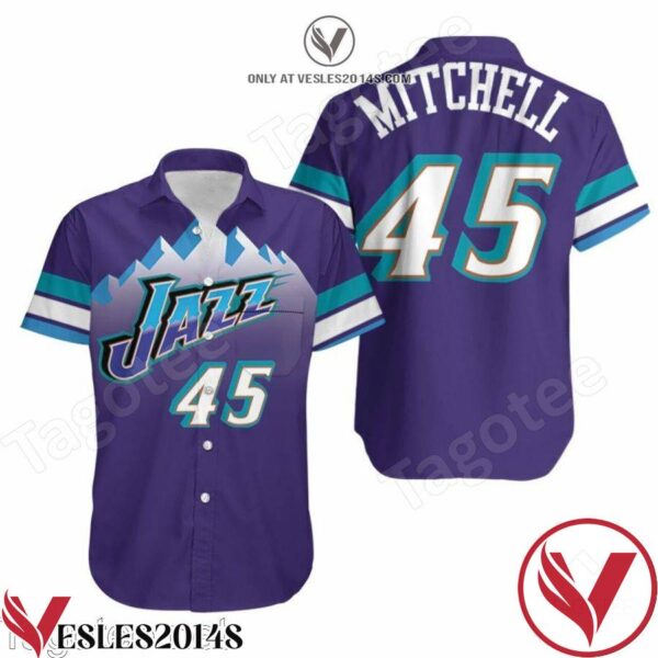 Donovan Mitchell 45 Utah Jazz Purple Jersey Inspired Style Hawaiian Shirt, Unique Gifts For Friends - Vesles2014S 1