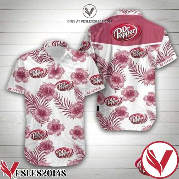 Dr Pepper Pink Hibiscus White Hawaiian Shirt, Unique Gifts For Friends - Vesles2014S 1