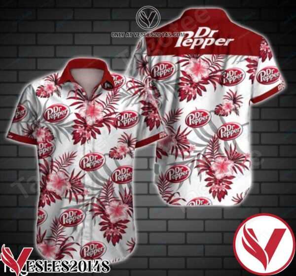 Dr Pepper Red Tropical Floral White Hawaiian Shirt, Unique Gifts For Friends - Vesles2014S 1