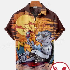 Dracula Halloween At The Beach Halloween Hawaiian Shirt, Unique Gifts For Friends - Vesles2014S 1