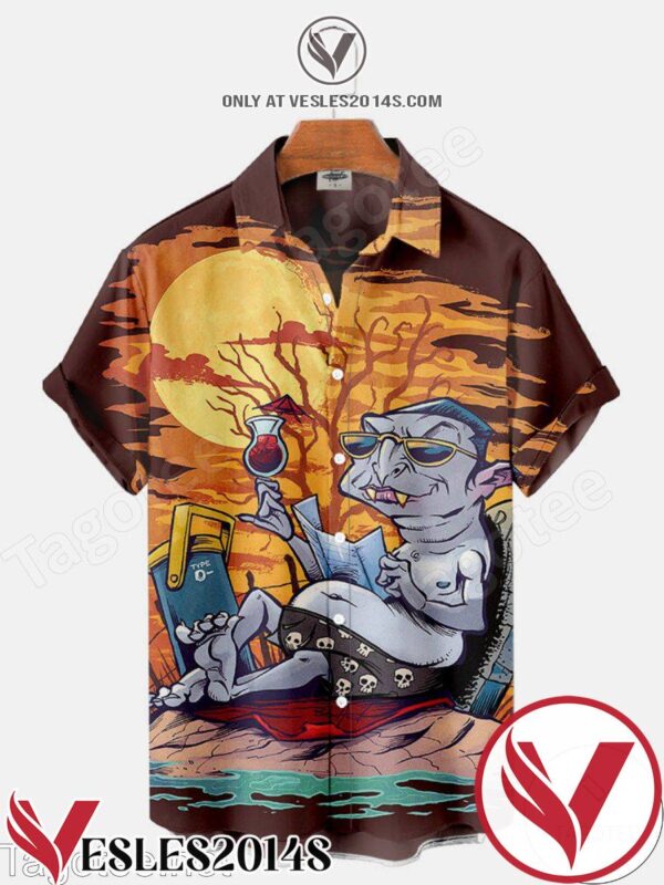 Dracula Halloween At The Beach Halloween Hawaiian Shirt, Unique Gifts For Friends - Vesles2014S 1