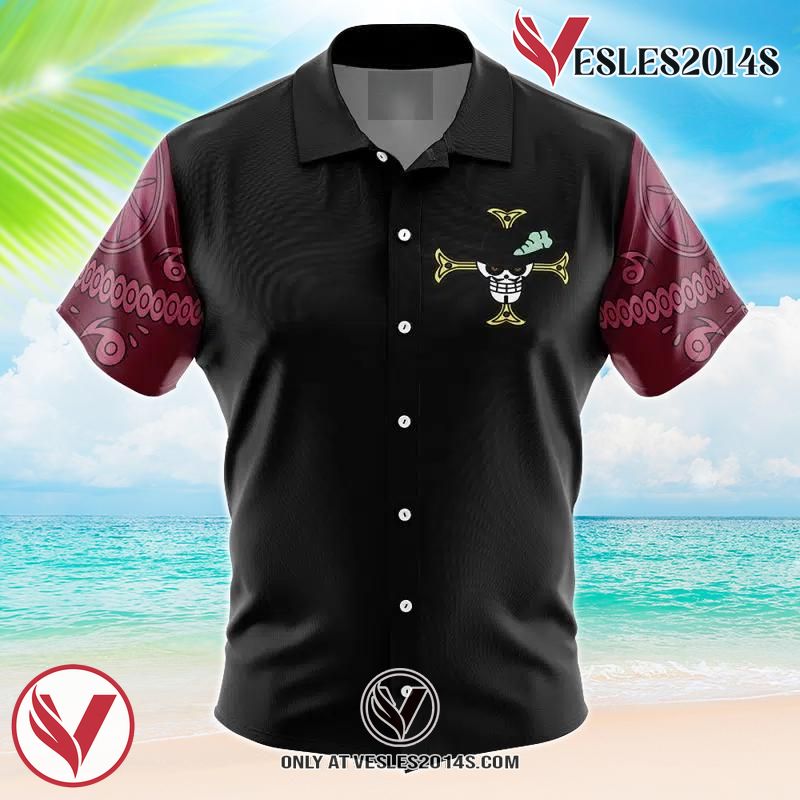 Dracule Mihawk OP Hawaiian Button Up Shirt, Perfect Gifts For Anime Lovers - Vesles2014S