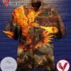 Dragon Fire Print Short Sleeve Hawaiian Casual Shirt Vesles2014S
