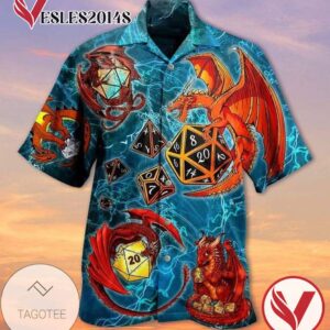 Dragon Print Short Sleeve Hawaiian Casual Shirt Vesles2014S