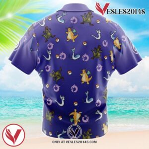 Dragon Type Pattern Pokemon Hawaiian Button Up Shirt, Perfect Gifts For Anime Lovers - Vesles2014S 1