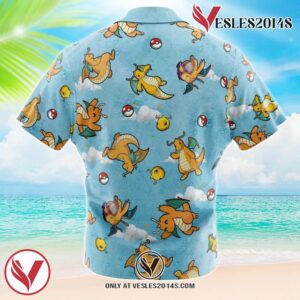 Dragonite Pattern Pokemon Hawaiian Button Up Shirt, Perfect Gifts For Anime Lovers - Vesles2014S 1