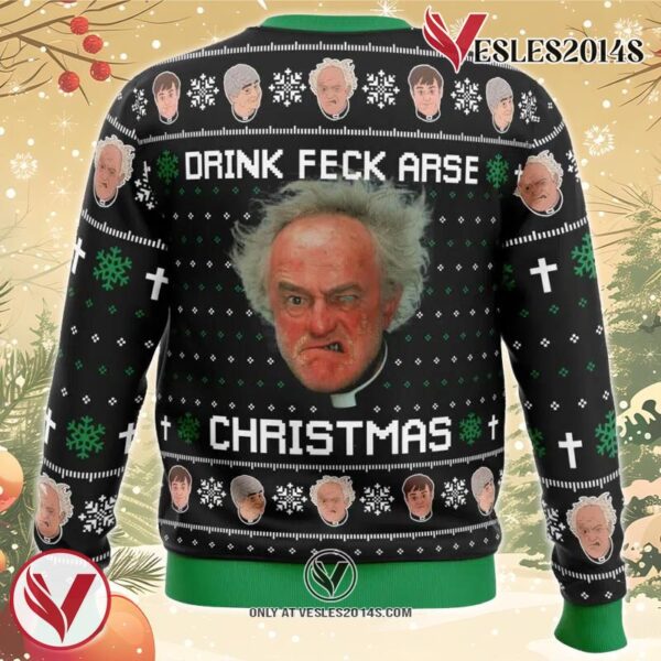 Drink Feck Arse Father Ted Ugly Christmas Sweater, Unique Christmas Gift For Fans - Vesles2014S 1