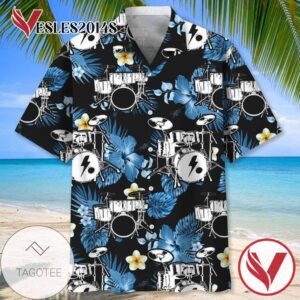Drums Print Short Sleeve Hawaiian Casual Shirt Vesles2014S