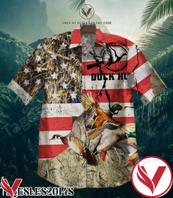 Duck Hunting American Flag Hawaiian Shirt, Unique Gifts For Friends - Vesles2014S 1