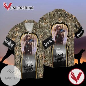 Duck Hunting Dog Hunting For Men And Women Graphic Print Short Sleeve Hawaiian Casual Shirt Vesles2014S