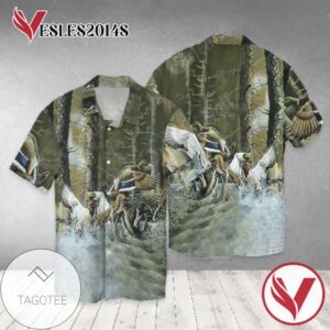 Duck Hunting For Men And Women Graphic Print Short Sleeve Hawaiian Casual Shirt Vesles2014S 1