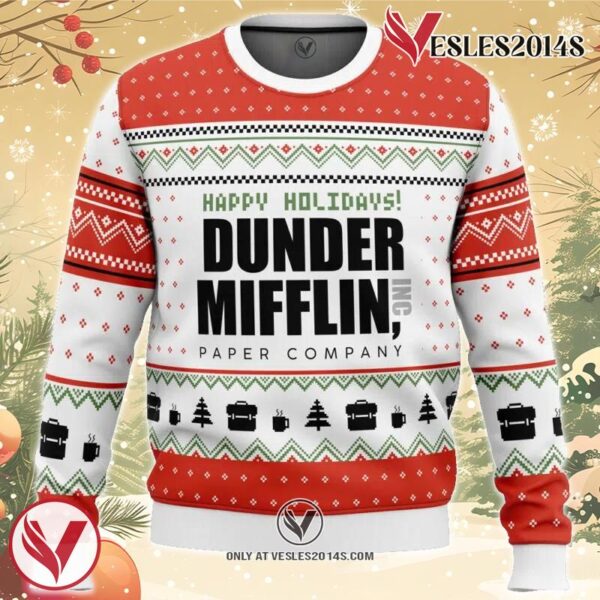 Dunder Mifflin The Office Ugly Christmas Sweater, Unique Christmas Gift For Fans - Vesles2014S