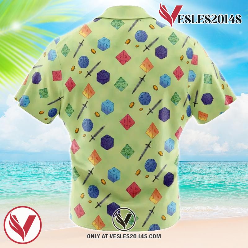 Dungeons and Dragons Dice Pattern Hawaiian Button Up Shirt, Perfect Gifts For Anime Lovers - Vesles2014S 1