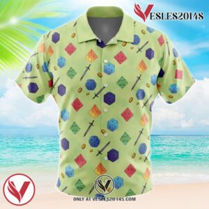 Dungeons and Dragons Dice Pattern Hawaiian Button Up Shirt, Perfect Gifts For Anime Lovers - Vesles2014S