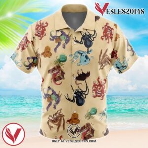 Dungeons and Dragons Pattern Hawaiian Button Up Shirt, Perfect Gifts For Anime Lovers - Vesles2014S