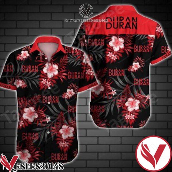 Duran Duran Red Tropical Floral Black Hawaiian Shirt, Unique Gifts For Friends - Vesles2014S 1