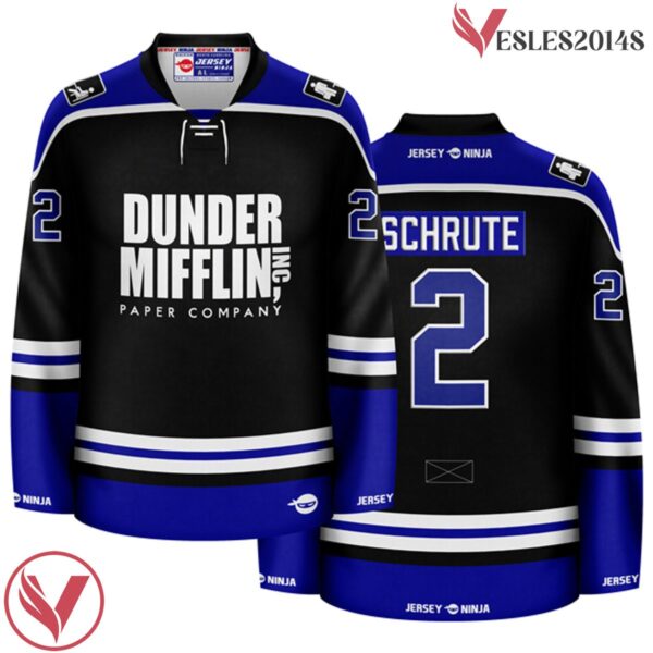 Dwight Schrute Dunder Mifflin Black Blue Jersey - Vesles2014S