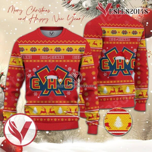 EHC Biel Sport Ugly Christmas Sweater, Unique Gifts For Fans - Vesles2014aS 1