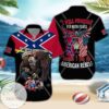 Eagle I will proudly fly both flags because I am an american rebel Print Short Sleeve Hawaiian Casual Shirt Vesles2014S