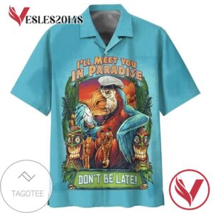 Eagle I'll meet you in paradise don't be late Print Short Sleeve Hawaiian Casual Shirt Vesles2014S