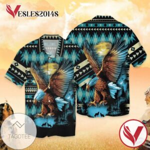 Eagle Native Viking For Men And Women Graphic Print Short Sleeve Hawaiian Casual Shirt Vesles2014S