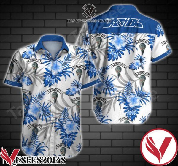 Eagles Blue Tropical Floral White Hawaiian Shirt, Unique Gifts For Friends - Vesles2014S 1