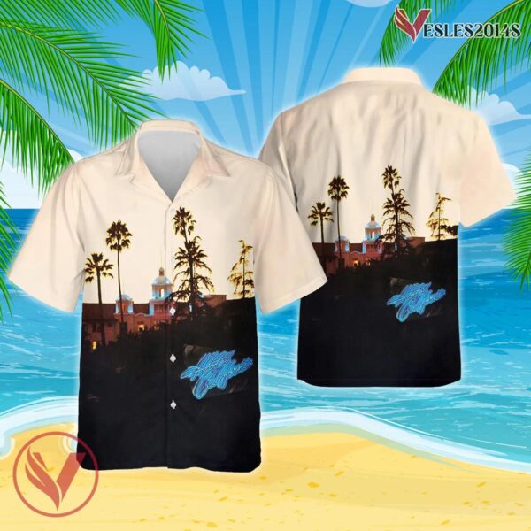 Eagles Hotel California Album Cover Hawaiian Shirt, Unique Gifts For Music Lovers Vesles2014S