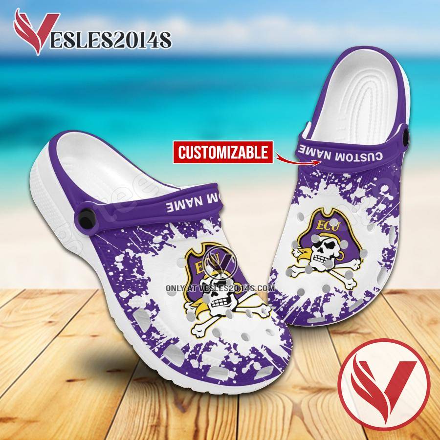 East Carolina Logo Custom Crocs Clogs, Unique Footwear For Fans