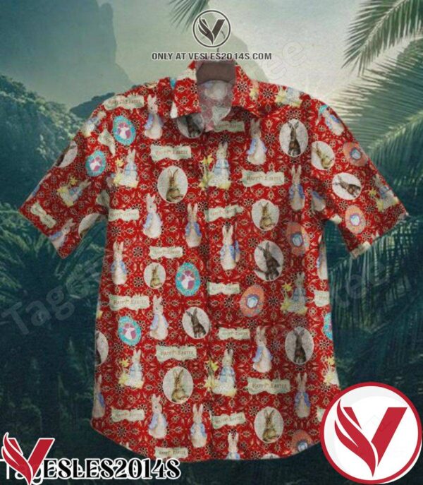 Easter Bunny And Easter Eggs Red Hawaiian Shirt, Unique Gifts For Friends - Vesles2014S 1